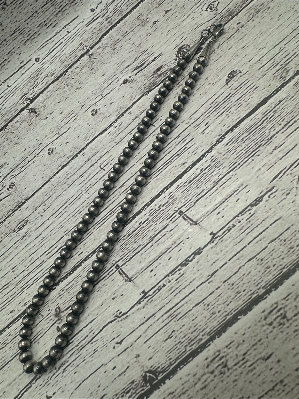 Sterling Silver Machine Made Pearl Necklace - w/patina